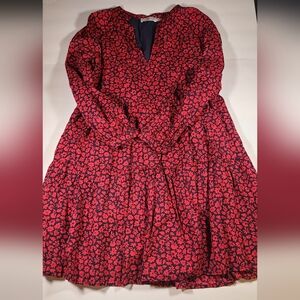 Womens Vineyard Vines red floral tiered dress